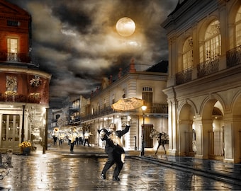New Orleans Black and White Photography with Sepia Accents of Second Line Parade, Limited Edition Print