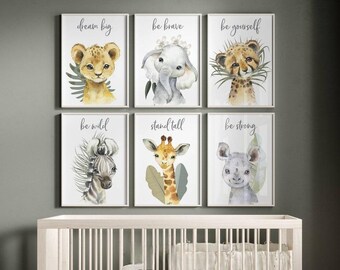 Boho Safari Animal Prints | Jungle Nursery Wall Art | Baby Safari Decor | Printable Animal Poster Set | Digital Download