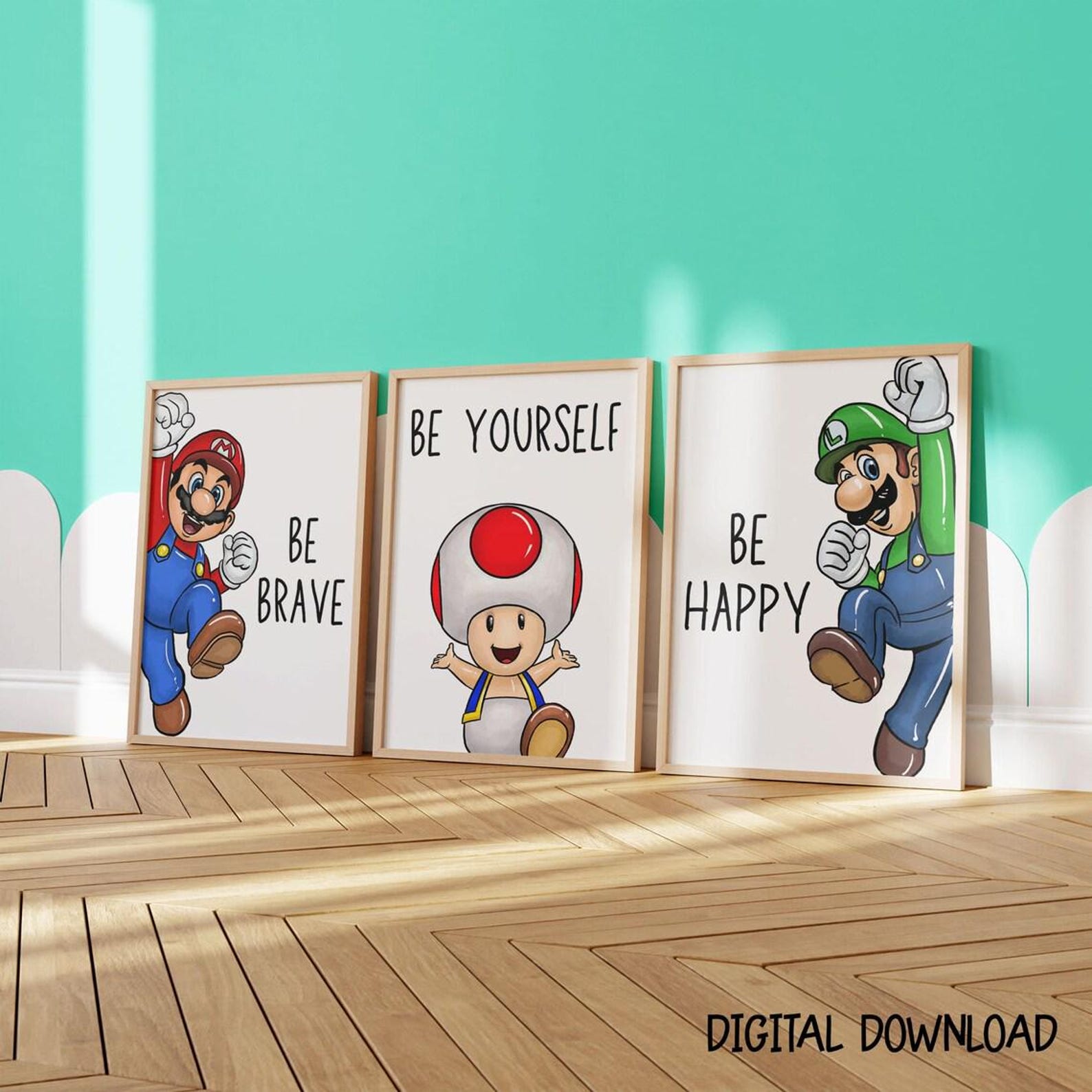 Set of 6 Mario Prints for Kids Room | Printable Wall Art | Boys Room ...