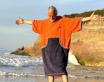 Ponchos de surf Magic Pocket : fabriqués à la main et confortables pour les amateurs de plage actifs - Découvrez Baleal - Changer la serviette - Poncho de bain en coton Facile à habiller