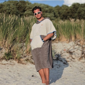 Surf Poncho Adult Blue Sailor - Hooded Towel 100 % Cotton - Swim Parka Man - Gift for Surfer - Poncho for Man - Christmas Gift for Him