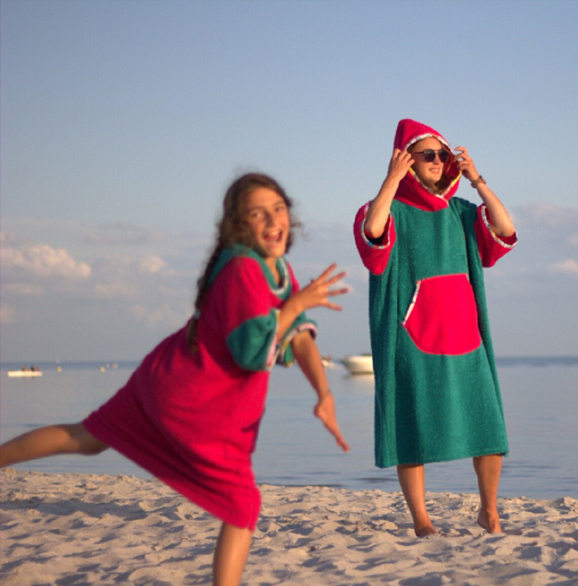 Poncho Pool Robe Surf Poncho Green Energy for Adult and Kids - Hooded Towel - Swim Parka ...
