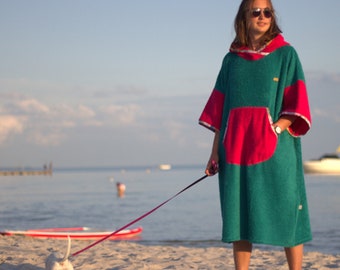 Surfponcho volwassen groene energie handdoek met capuchon kinderen zwemmen parka volwassen cadeau voor surfer zwembad poncho voor kinderen veranderende gewaad kerstcadeau