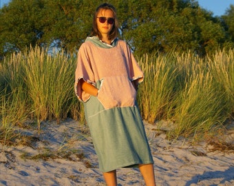 Poncho da spiaggia Poncho da surf verde salvia 100% cotone Parka da bagno Veste da cambio femminile Regalo per adulti per Poncho da surfista per vestaglia da donna