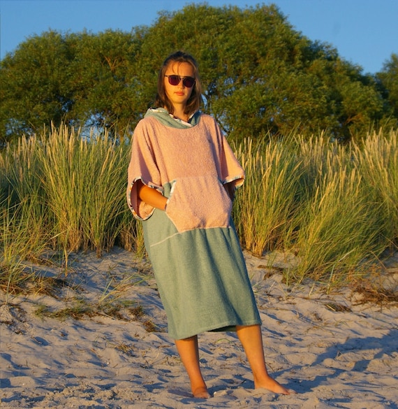 Beach Green Sage Surf Poncho 100 % Cotton Swim Parka - Etsy Canada