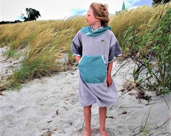 Poncho de plage - Serviette à capuche en coton pour enfants et adultes, peignoir et parka de bain, cadeau idéal pour les surfeurs et les enfants