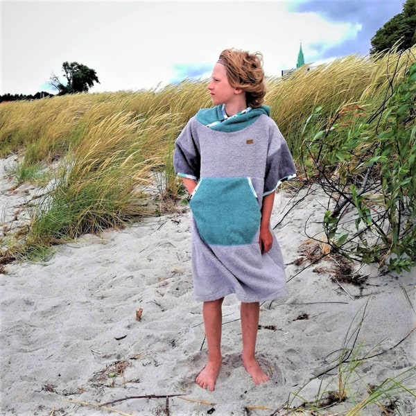 Poncho de plage - Serviette à capuche en coton pour enfants et adultes, peignoir et parka de bain, cadeau idéal pour les surfeurs et les enfants