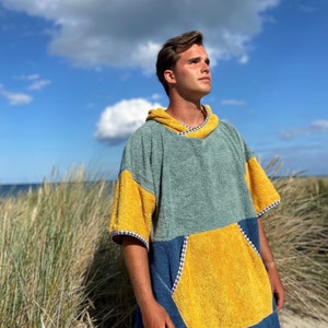 Wickelrobe Erwachsene California Kapuzenhandtuch 100 % Baumwolle Surfponcho Schwimmparka Kinder Geschenk für Surfer Poncho für Herren Bild 3