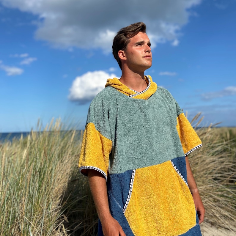 Wickelrobe Erwachsene California Kapuzenhandtuch 100 % Baumwolle Surfponcho Schwimmparka Kinder Geschenk für Surfer Poncho für Herren Bild 3