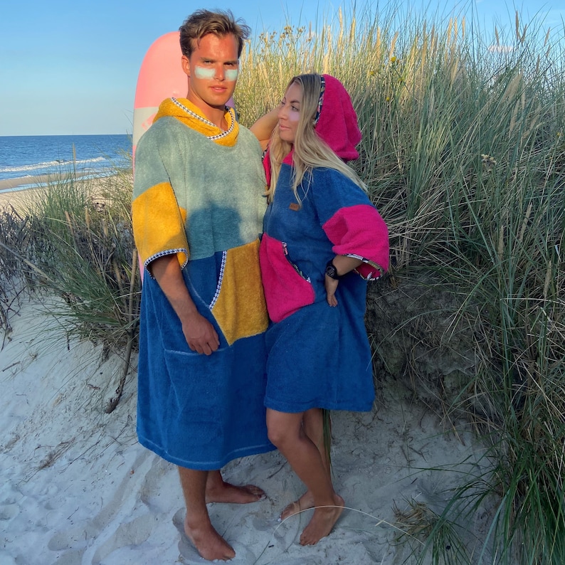 Wickelrobe Erwachsene California Kapuzenhandtuch 100 % Baumwolle Surfponcho Schwimmparka Kinder Geschenk für Surfer Poncho für Herren Bild 7