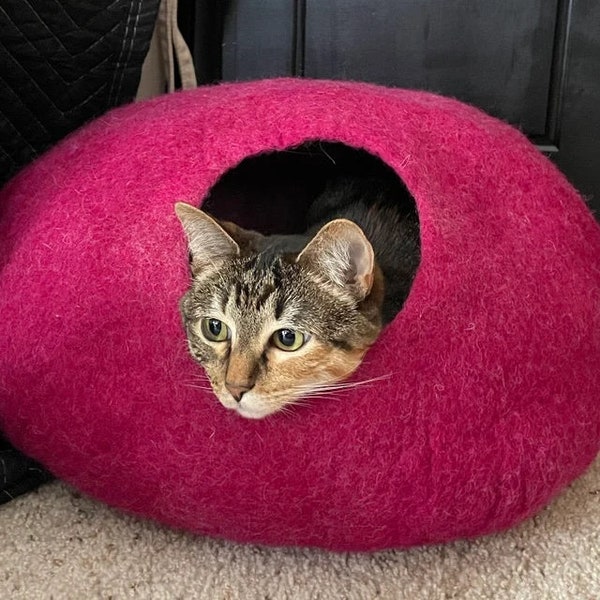 Cabane pour chat en laine mérinos naturelle - Retreat respectueux de l'environnement et résistant aux odeurs