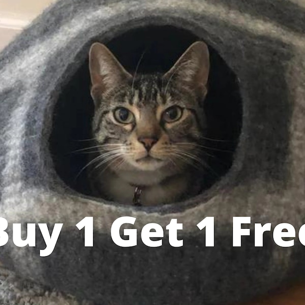 Premium Felt Wool Cat Cave - Handmade Cozy Hideaway and Cat Lover's Gift - Eco-Friendly Pet Furniture