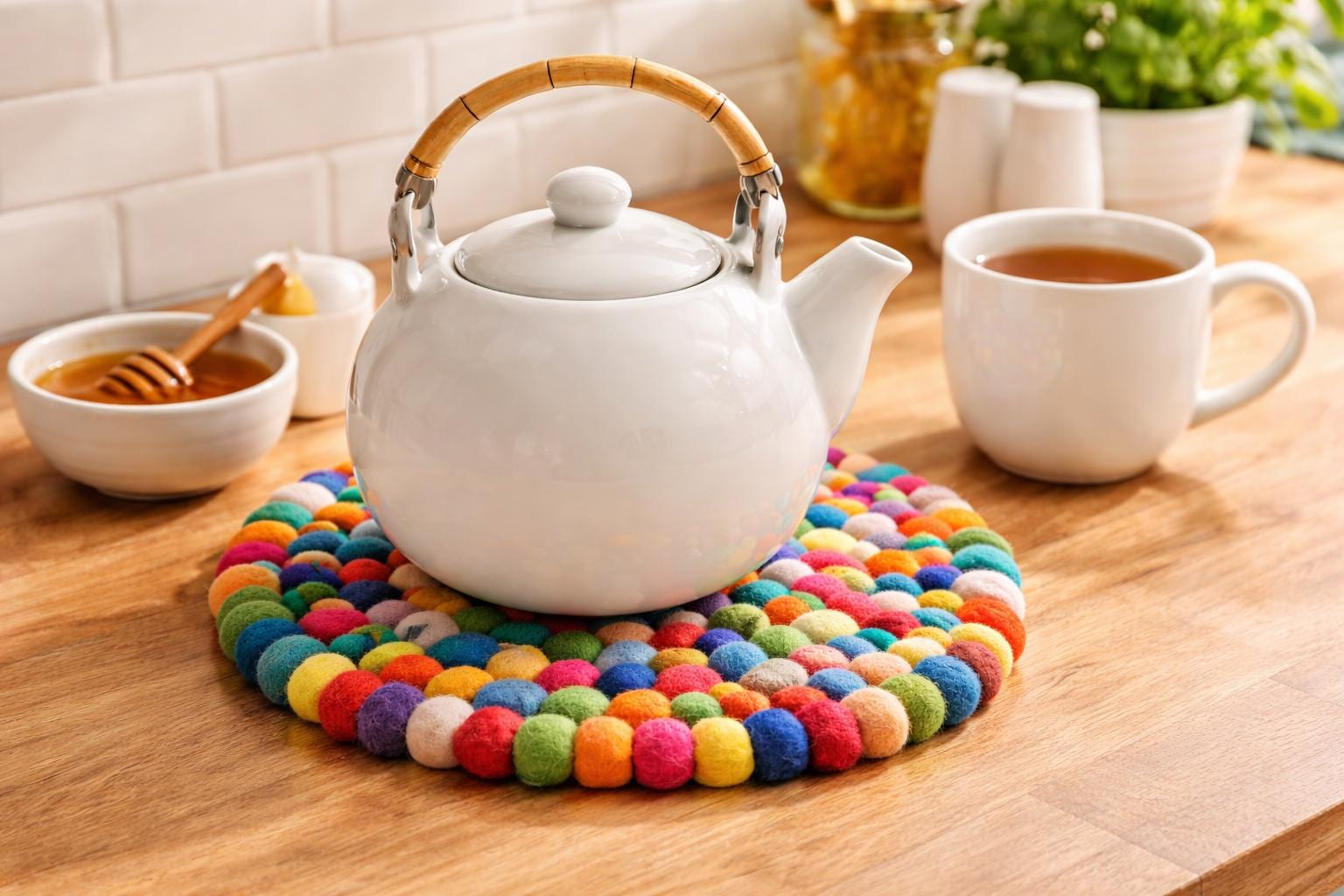 myfelt Lotte Dessous de plat en laine vierge Multicolore 20 cm Résistant à la chaleur jusqu'à 300 °C