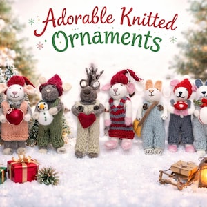 Lot de 10 décorations en feutre de laine souris | Souris mignonne ornement d'arbre feutrée à l'aiguille Mini petit pull en laine fait main mignon suspendu cadeau coloré