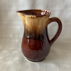 Vintage Roseville Pottery Brown Drip Glaze Pitcher.