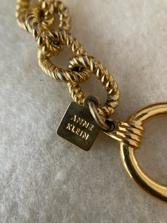 Vintage Anne Klein 32 Inch Textured Gold Tone Run… - image 9