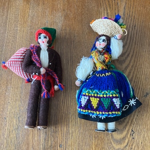 Two 100% Wool Vintage Dolls Made in Portugal.