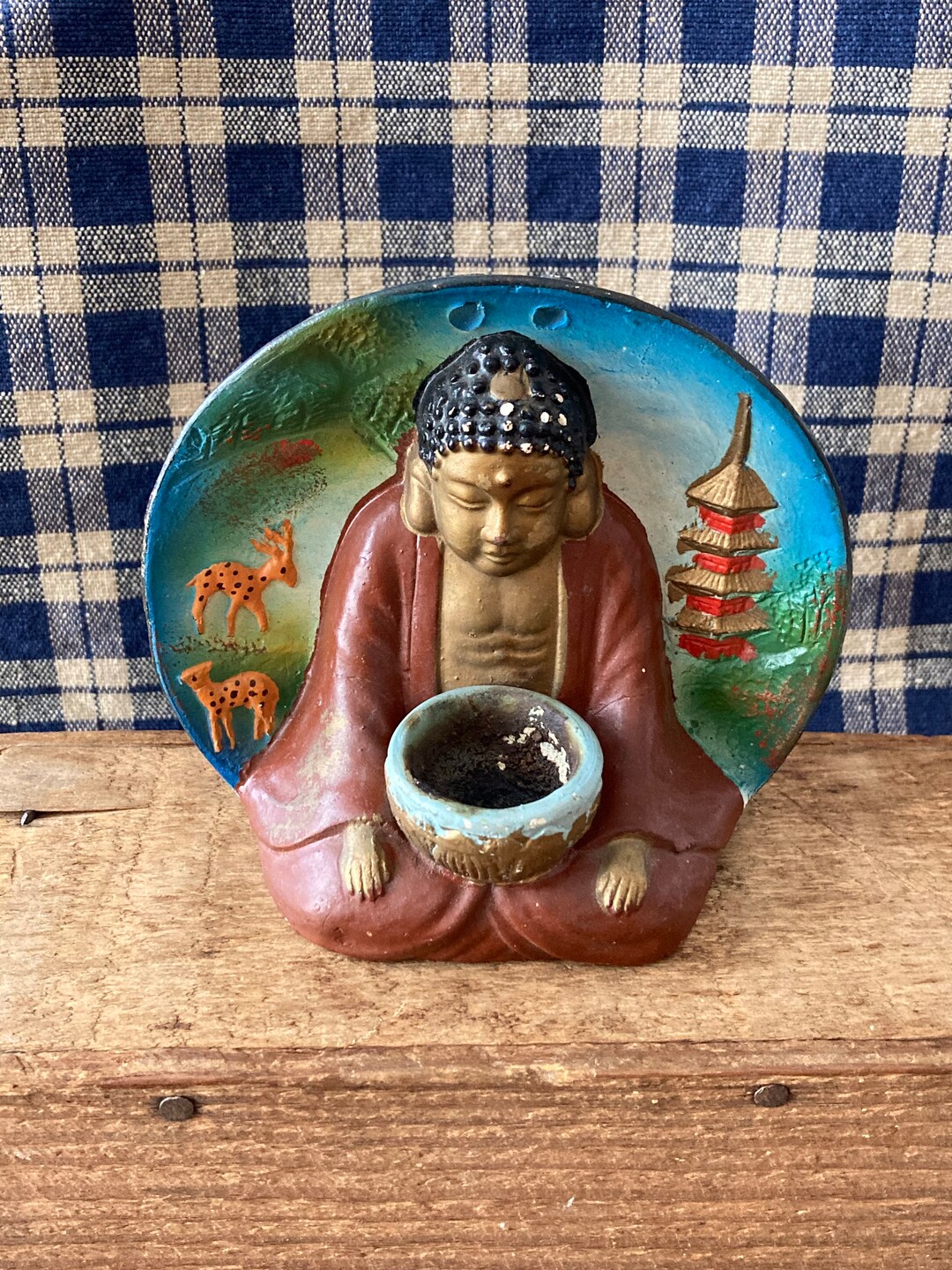 Vintage Figurine Buddha Incense Burner Made in Japan. Etsy