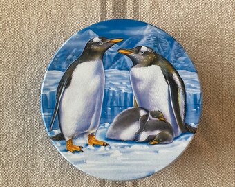 Vintage Tin with Penguin Family Scene on the Lid.