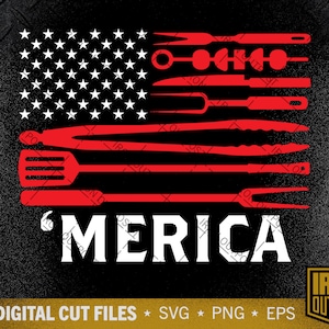 4th of July Svg, Grilling Svg, BBQ US Flag Svg, Patriotic Svg, Juli 4th Svg, Merica Svg, Cut File, Silhouette Svg, Cricut Designs
