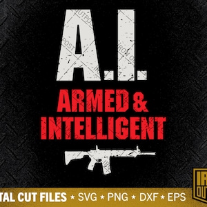 面白い人工知能 AI 銃の権利 SVG、憲法修正第 2 条 SVG、愛国心 SVG、銃 SVG、カット ファイル、シルエット SVG、クリカット デザイン