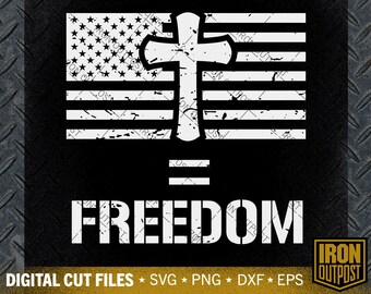 Christian Cross US Flag SVG: Jesus Equals Freedom, Patriotic Cut File (Digital Download)