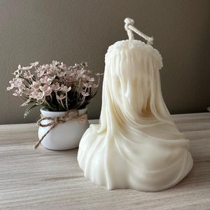 Veiled Lady candle - Medium size| Sculptural Candle| Home Decor | Wedding gift | Bust candle | Housewarming gift | veiled virgin | aesthetic