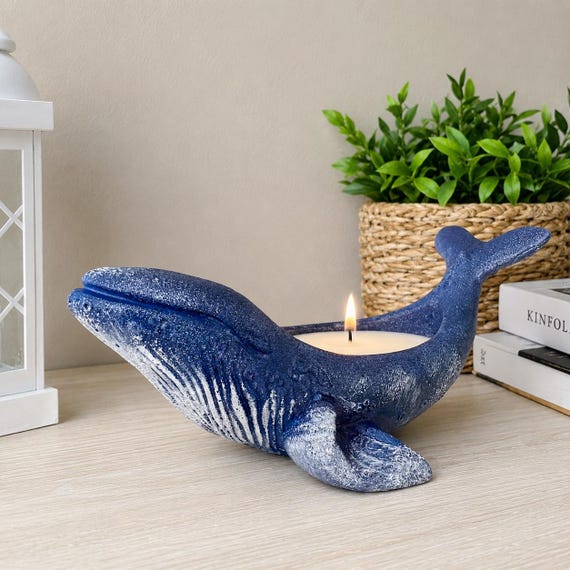 Handmade Whale Soy Wax Candle, Coastal Ocean Decor