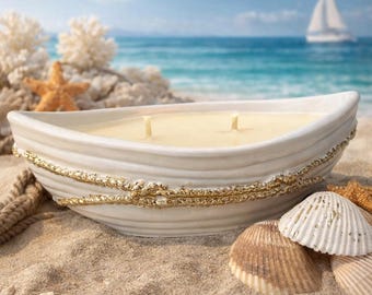 Boat Candle | Beach house decor | Handmade soy wax candle