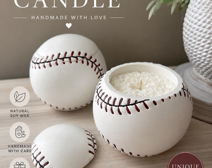 Baseball Candle gift: Soy Wax Sports Decor, 11oz, Father's Day gift