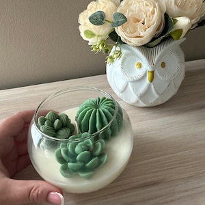 Handmade Cactus Soy Wax Candle: Unique Succulent Home Decor