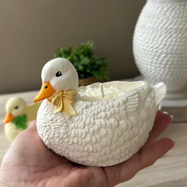 Duck Soy Wax Candle: Farmhouse Easter Decor, duck shaped vessel