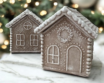 Candela natalizia a forma di casa di pan di zenzero: decorazione natalizia in cera di soia