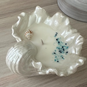 Seashell Candle: Scented Soy Wax, Beach House Decor