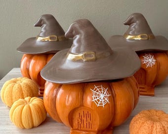 Witch Hat Pumpkin Soy Candle | Spooky Halloween Decor