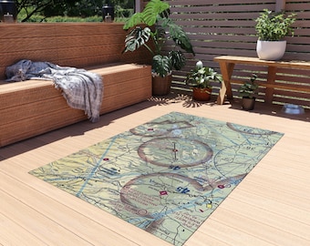 Personalized Plane Rug Sectional Chart Outdoor Rug - Aviation Gift, Pilot Gift, Airplane Decor, Aviation Home Decor, Aircraft Rug