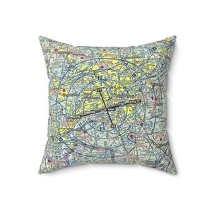 Personalized Aviation Section Chart Pillow - Spun Polyester Square Pillow, Pilot Pillow, Flight Crew Pillow, Aviation Gift, Pilot Gift