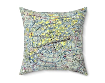 Personalized Aviation Section Chart Pillow - Spun Polyester Square Pillow, Pilot Pillow, Flight Crew Pillow, Aviation Gift, Pilot Gift