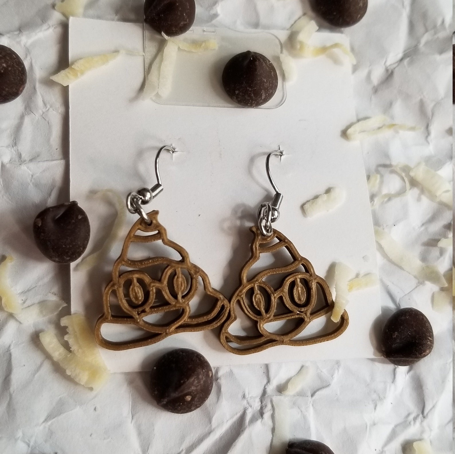 3D Printed Poop Emoji Earrings - 3 Colors - Etsy