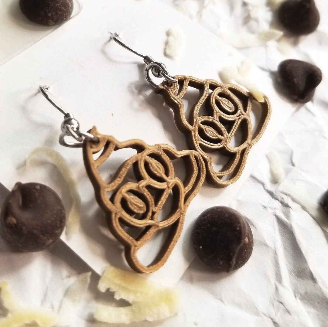 3D Printed Poop Emoji Earrings - 3 Colors - Etsy