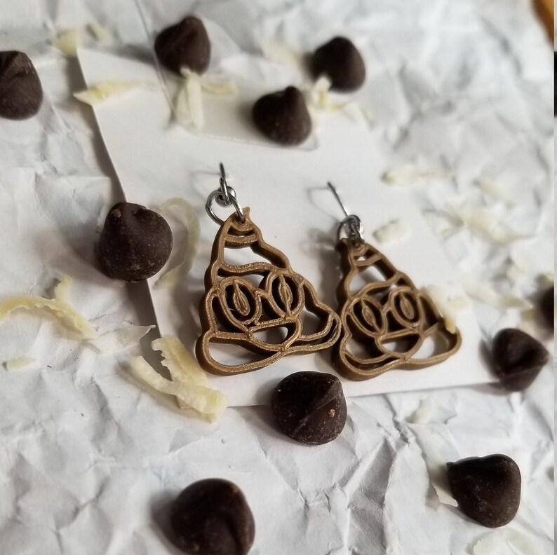 3D Printed Poop Emoji Earrings - 3 Colors - Etsy