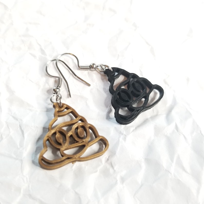 3D Printed Poop Emoji Earrings 3 Colors - Etsy