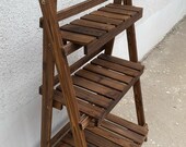 3 Tier Wooden Ladder Plant Stand Indoor Outdoor Display Foldable Shelf (Brown)