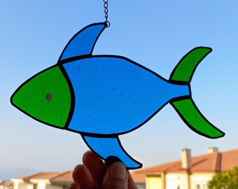 Acchiappasole a forma di pesce in vetro colorato, ornamento a forma di pesce, decorazione da appendere alla finestra, regalo per lui, regali per under 35