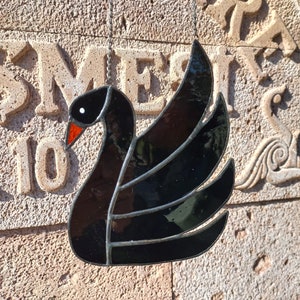 Black Swan Stained Glass Suncatcher, Stained Glass Window Hanging, Black Swan Gifts, Swan Theme decor, Swan Suncatcher