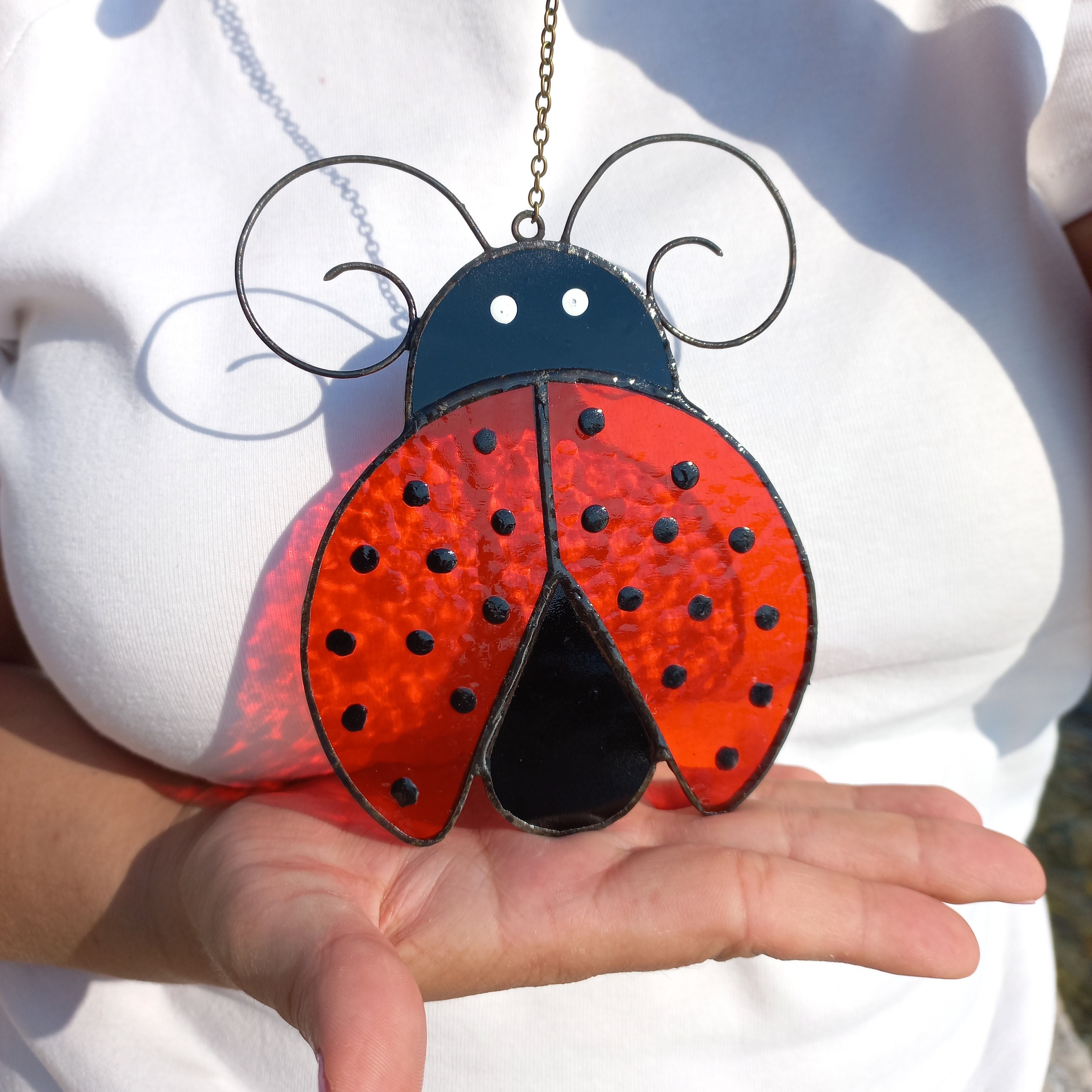 Ladybug Stained Glass Suncatcher Window Hanging Glass Ladybug Etsy