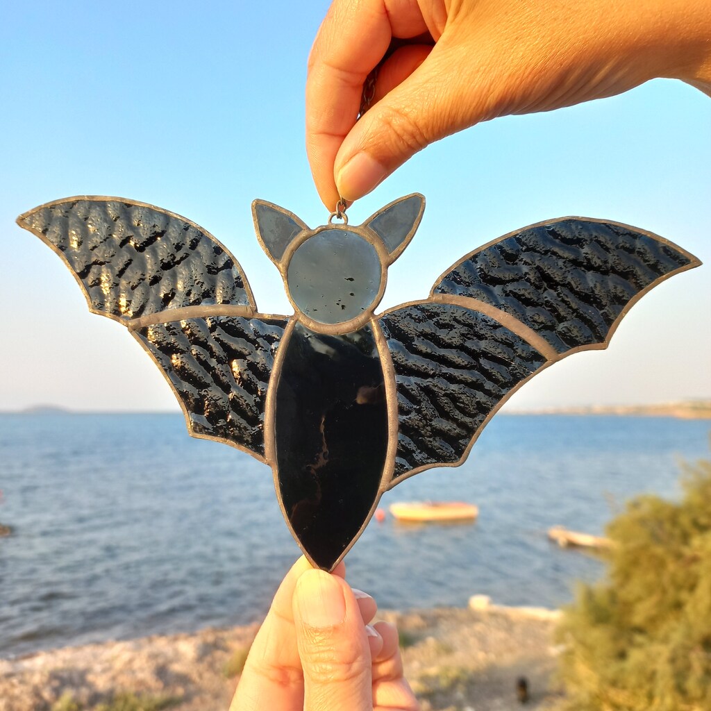 BatBat Acchiappasole Per Finestra A Forma Di Pipistrello - Decorazione Vetro Colorato Per Halloween - Ornamento Da Appendere