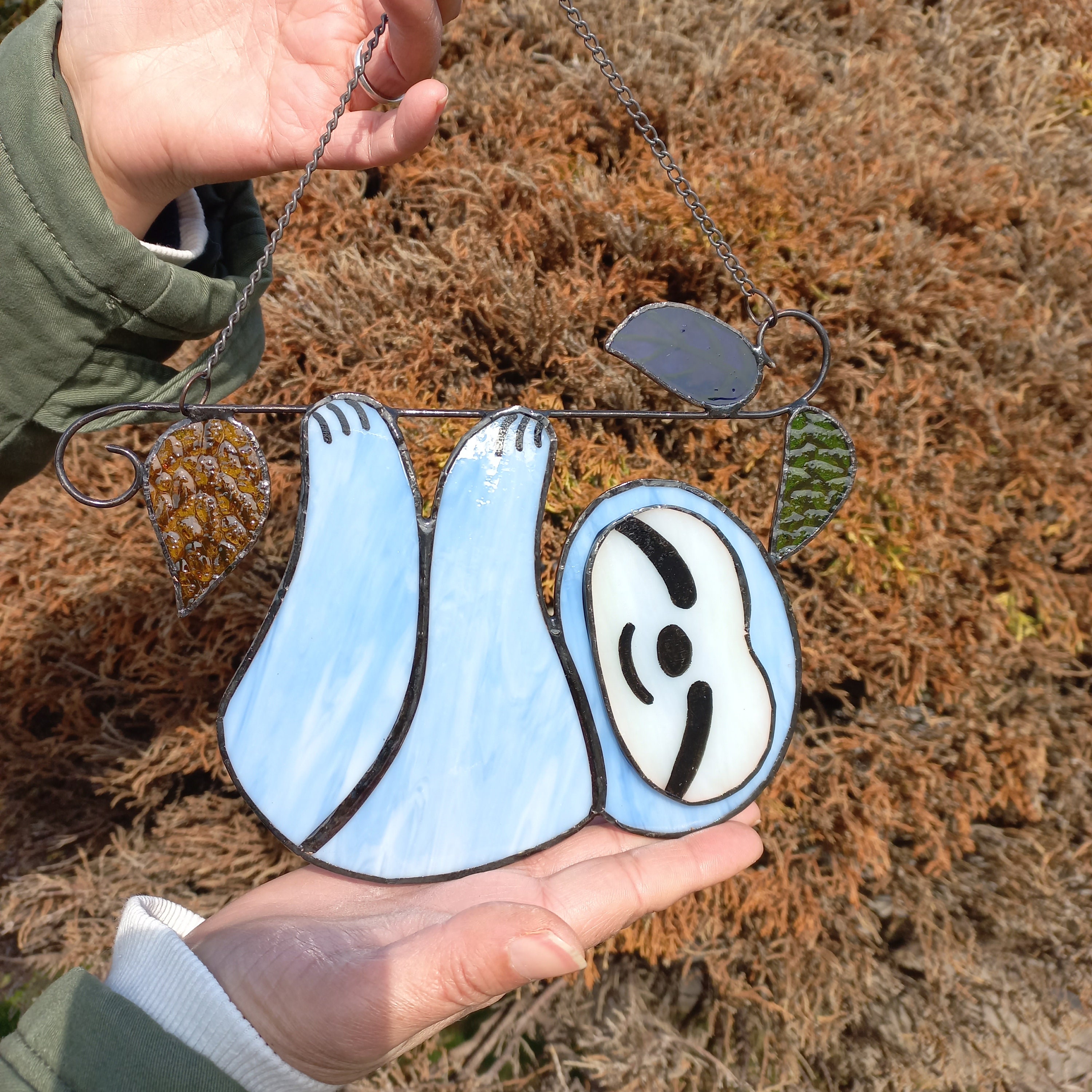 Stained Glass Sloth Window Hanging Sloth Glass Suncatcher - Etsy