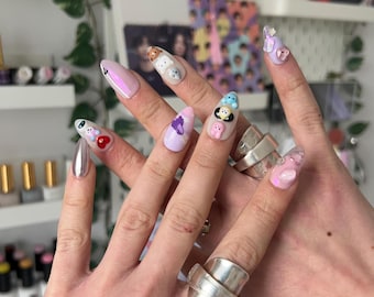 Cause I’m Comin’ Back Home - BTS Reunion Nails, KPop Nails, BTS Inspired Press On Nails, OT7 BTS Press On Nails, OT7 Nails, BT21 Press Ons.