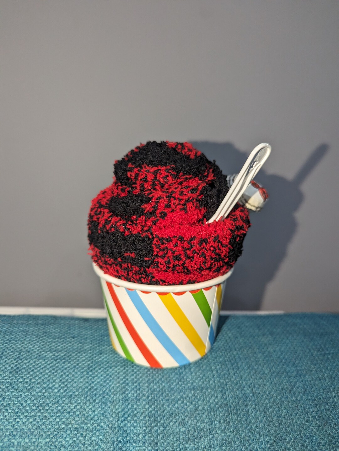 Men's Red and Black Fluffy Icecream Socks Gift Size UK Etsy